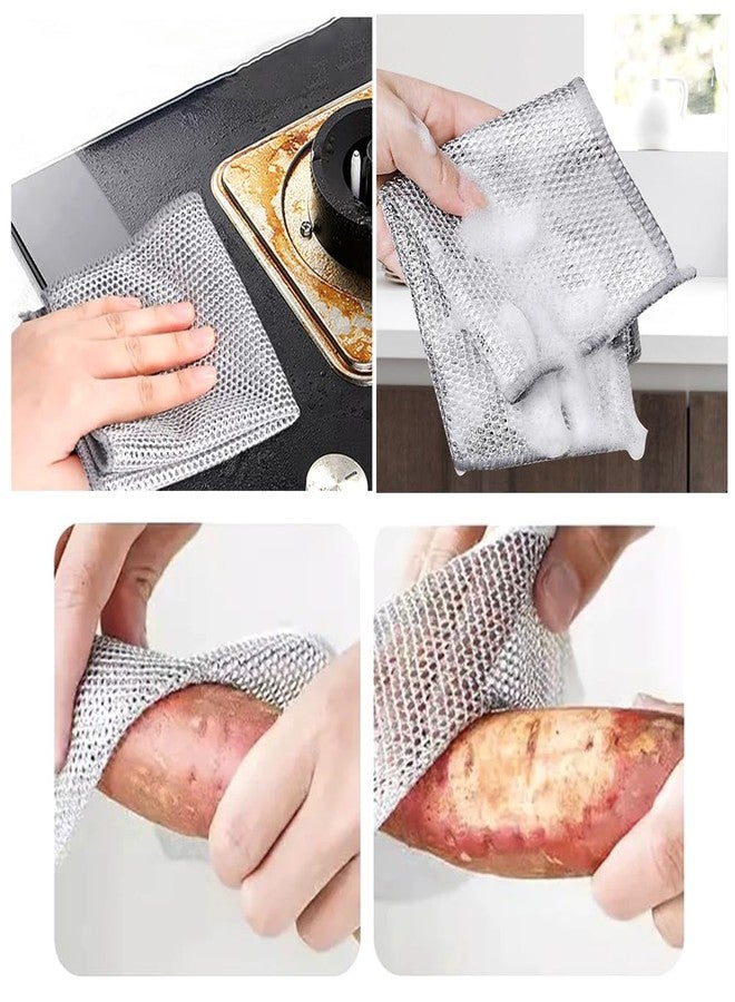 YinQin 10 PCS Double Layer Stainless Steel Wire Cleaning Cloths for Kitchen - Image 3