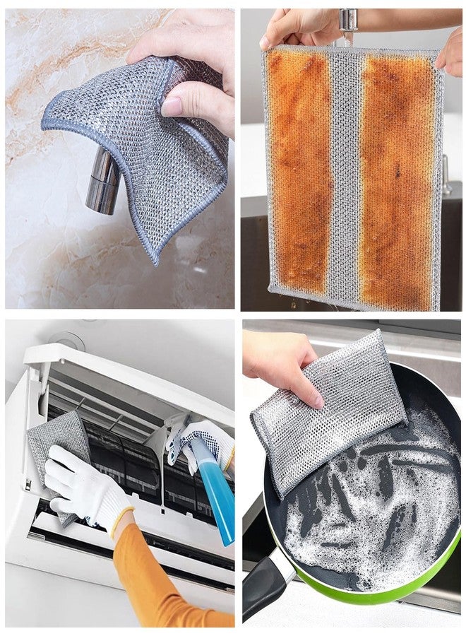 YinQin 10 PCS Double Layer Stainless Steel Wire Cleaning Cloths for Kitchen - Image 2