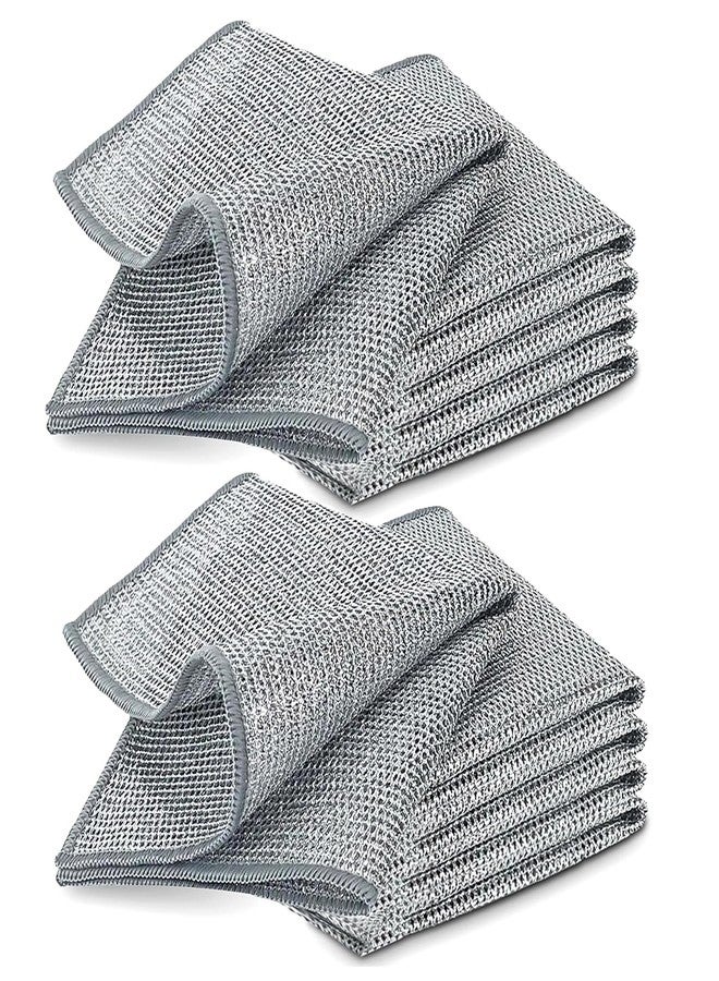 YinQin 10 PCS Double Layer Stainless Steel Wire Cleaning Cloths for Kitchen - Image 1