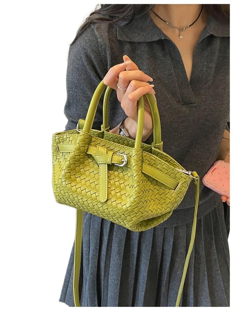 Lightweight Green Polyester Tote Bag, Daily Commute Carry Bag