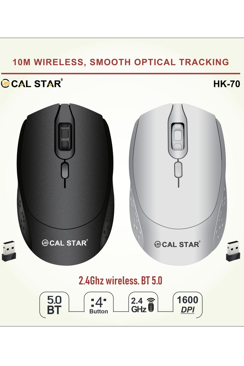CAL STAR HK-70 Wireless Mouse – Ergonomic Design, 1600 DPI Precision, 4-Button, USB Nano Dongle – Compatible with PC, Mac, Laptop, Tablet – Extra Large Battery, Comfortable, Ambidextrous for Office & Travel - Image 2