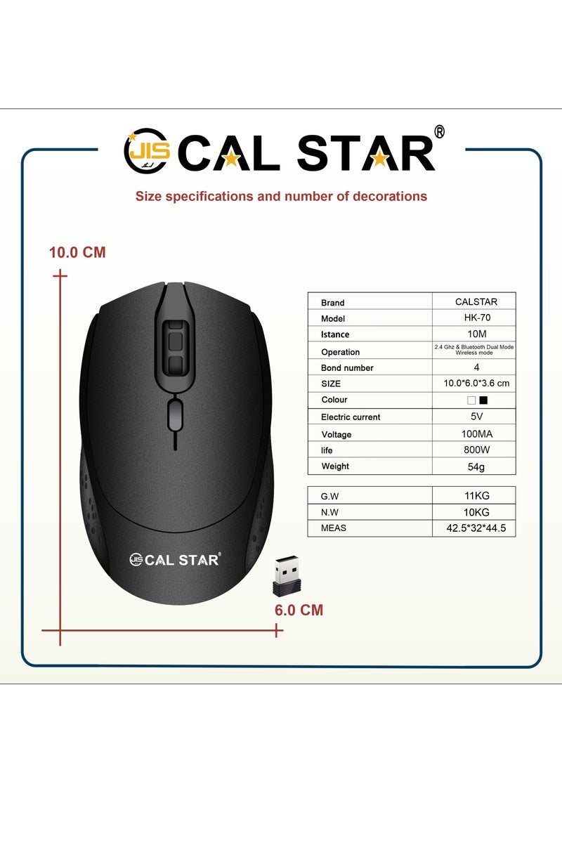 CAL STAR HK-70 Wireless Mouse – Ergonomic Design, 1600 DPI Precision, 4-Button, USB Nano Dongle – Compatible with PC, Mac, Laptop, Tablet – Extra Large Battery, Comfortable, Ambidextrous for Office & Travel - Image 5