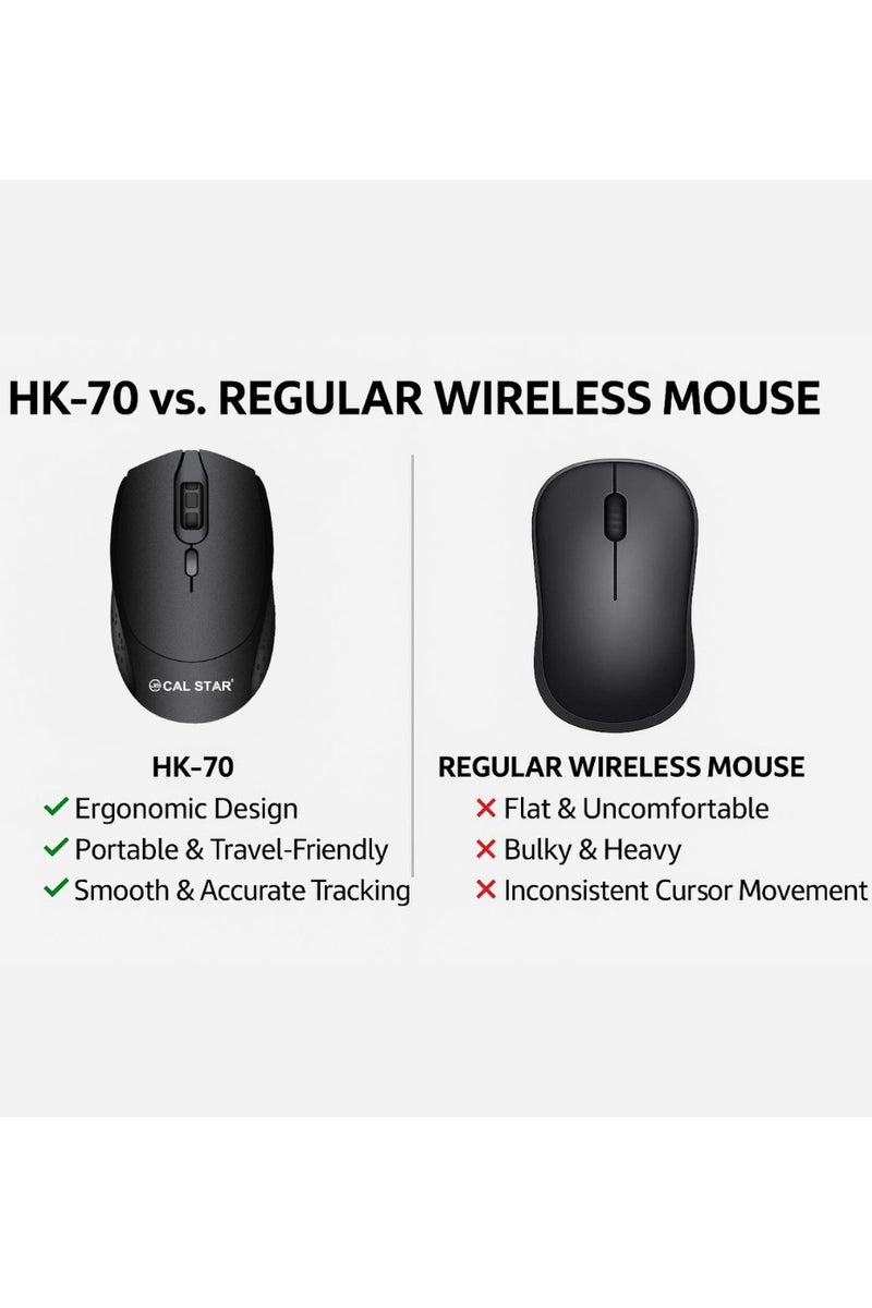 CAL STAR HK-70 Wireless Mouse – Ergonomic Design, 1600 DPI Precision, 4-Button, USB Nano Dongle – Compatible with PC, Mac, Laptop, Tablet – Extra Large Battery, Comfortable, Ambidextrous for Office & Travel - Image 4