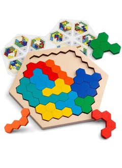 XICEN Wooden Jigsaw Puzzles for Kids Adults Polygon Blocks Tangram Teaser Toy Geometry Logic IQ Training Game Colorful STEM Montessori Educational Toy for All Ages Challenge  - Image 1