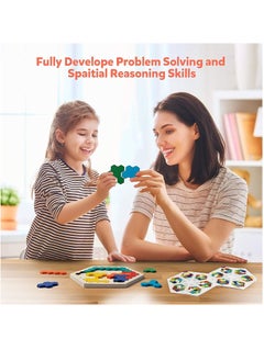 XICEN Wooden Jigsaw Puzzles for Kids Adults Polygon Blocks Tangram Teaser Toy Geometry Logic IQ Training Game Colorful STEM Montessori Educational Toy for All Ages Challenge  - Image 5