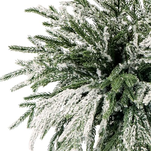 Kunjocy 24Pcs Norfolk Pine Branches Stems 13.5" Artificial Pine Needles Sprigs Norfolk Pine Garland Accessories Vase Fillers Winter Fake Christmas Tree Picks Greenery Sprays for DIY Wreaths (24, Frost) - Image 3