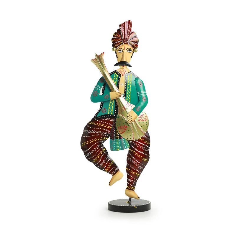ExclusiveLane ExclusiveLane Rajasthani Sitar Musician Iron Handpainted Decorative Showpieces for Home Decor Living Room Showcase Show Pieces Items for Home Decoration 176 Inch  - Image 2