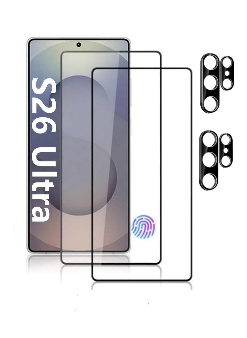 Adando [2+2] Screen Protector For Samsung Galaxy S26 Ultra 5G Tempered Glass with 2 Pack Camera Lens Protector, [Fingerprint Compatible] Touch Sensitive, 9H Hardness Tempered Glass, Case Friendly - Image 1