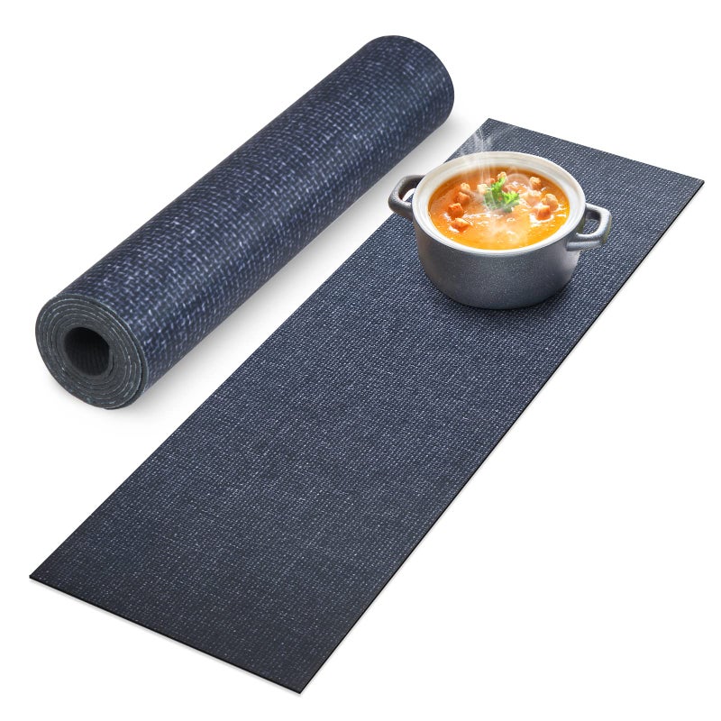 Trivet Table Runner Hot Plates Mat 12 X 40 Inch Heat Resistant Table Protector Waterproof Decorative Farmhouse Kitchen Trivets Counter Heat Proof Placemats for Hot Dishes Black Line