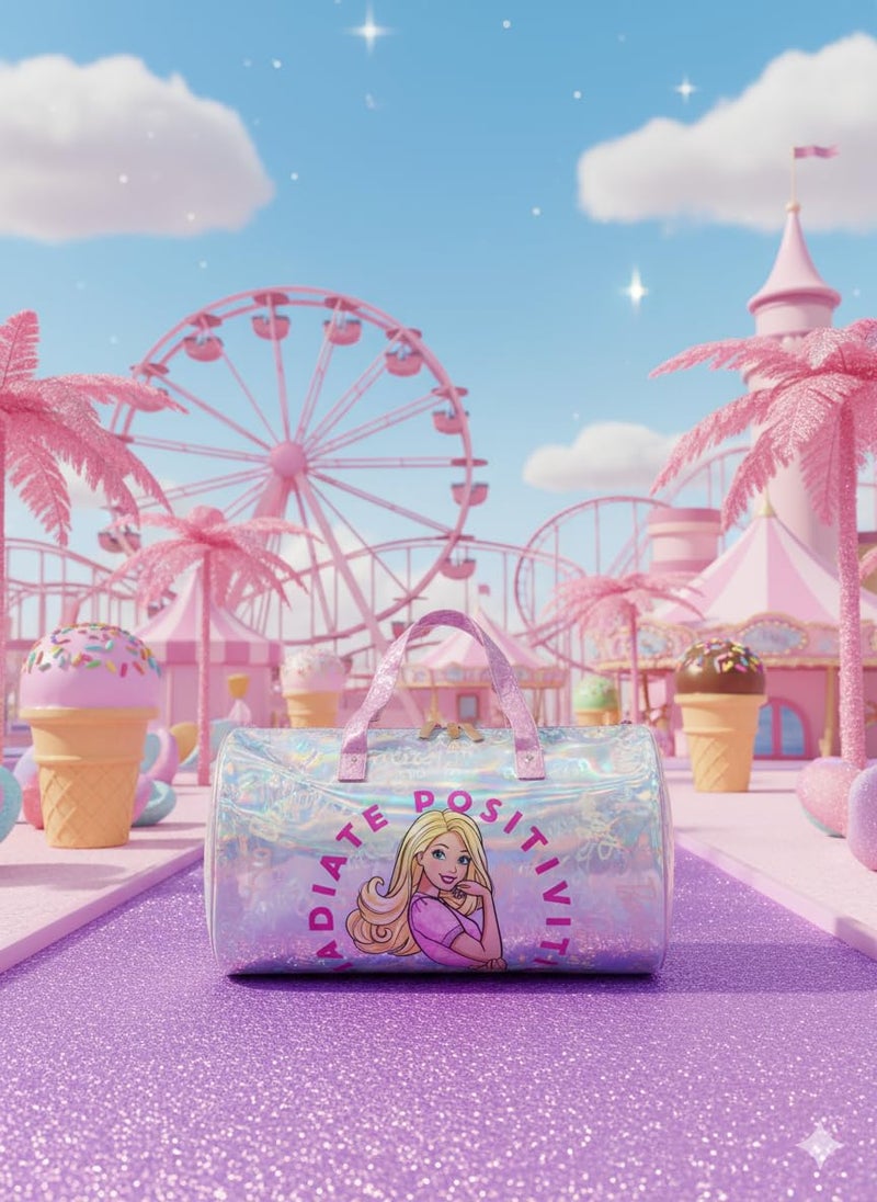 STRIDERS حقيبة سفر هولوجرافية باربي للفتيات | حقيبة لامعة لليلة واحدة | حقيبة يد أنيقة باللون الوردي للأطفال والمراهقين - Image 2