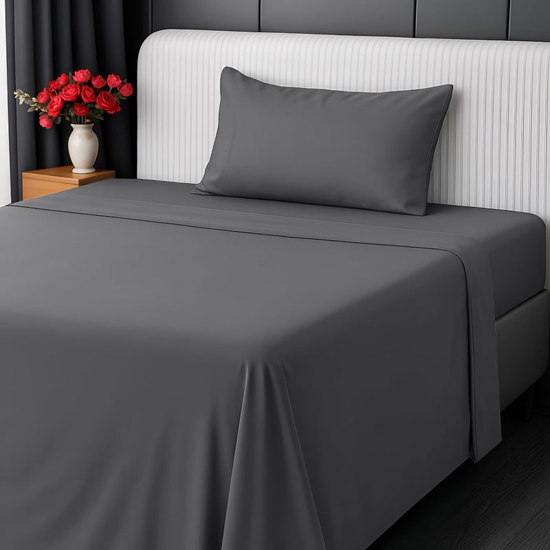 Utopia Bedding Twin Sheet Set Jersey Knit Sheets 3 Piece Cotton Soft TShirt Stretchy Sheets Twin Dark Grey