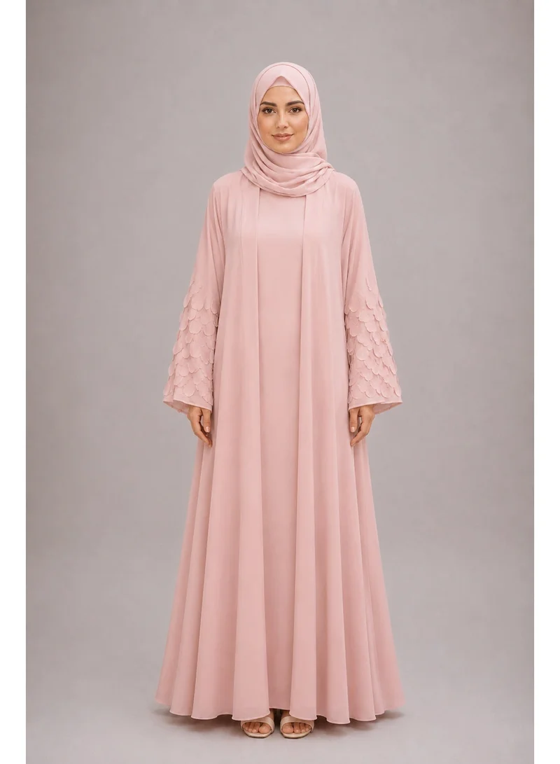Noir Petal Luxe Abaya by Ophelia with Inner & Matching Hijab