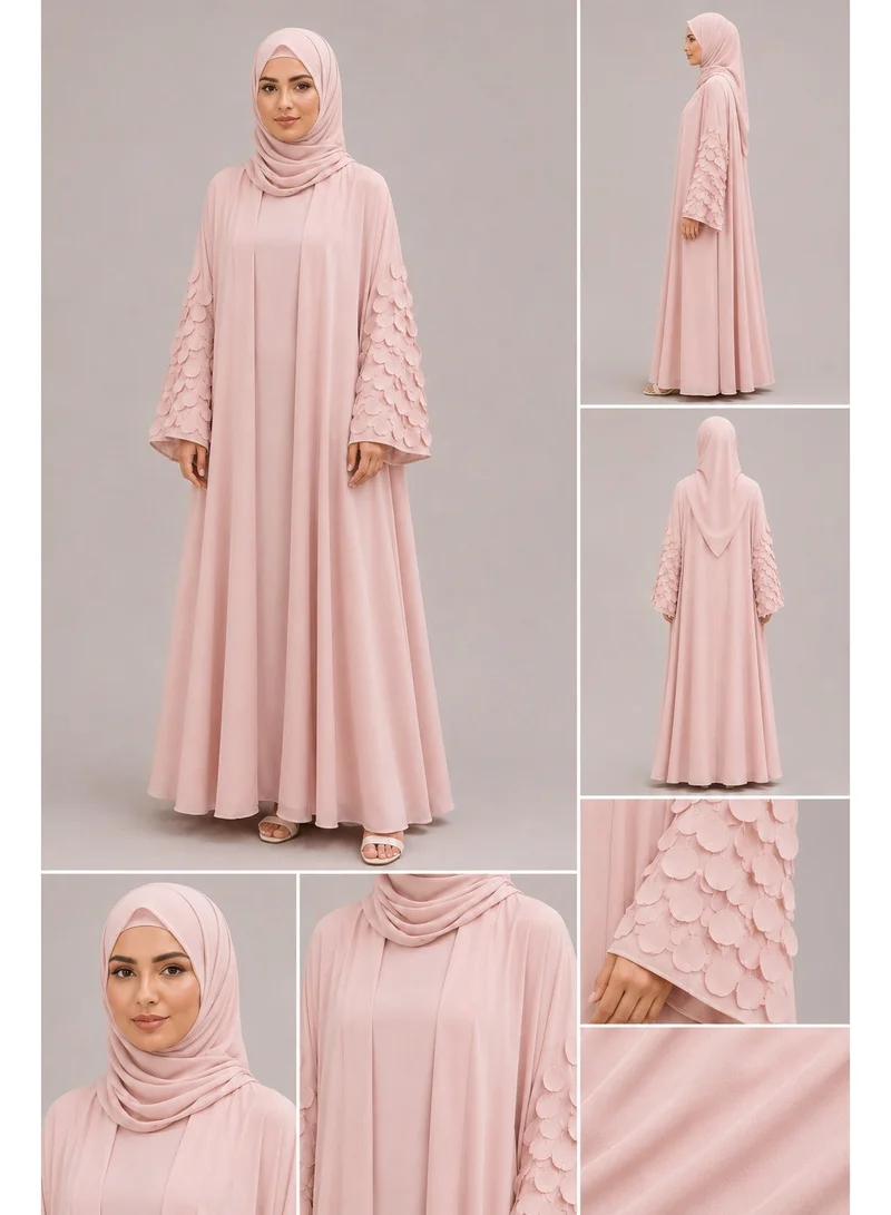 Ophelia Noir Petal Luxe Abaya by Ophelia with Inner & Matching Hijab