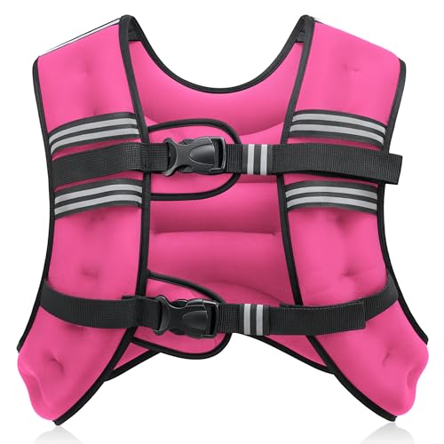 ZELUS Weighted Vest, 6lb/8lb/12lb/16lb/20lb/25lb/30lb Weight Vest with Reflective Stripe for Workout, Strength Training, Running, Fitness, Muscle Building, Weight Loss, Weightlifting, Pink(20 lb) - Image 1