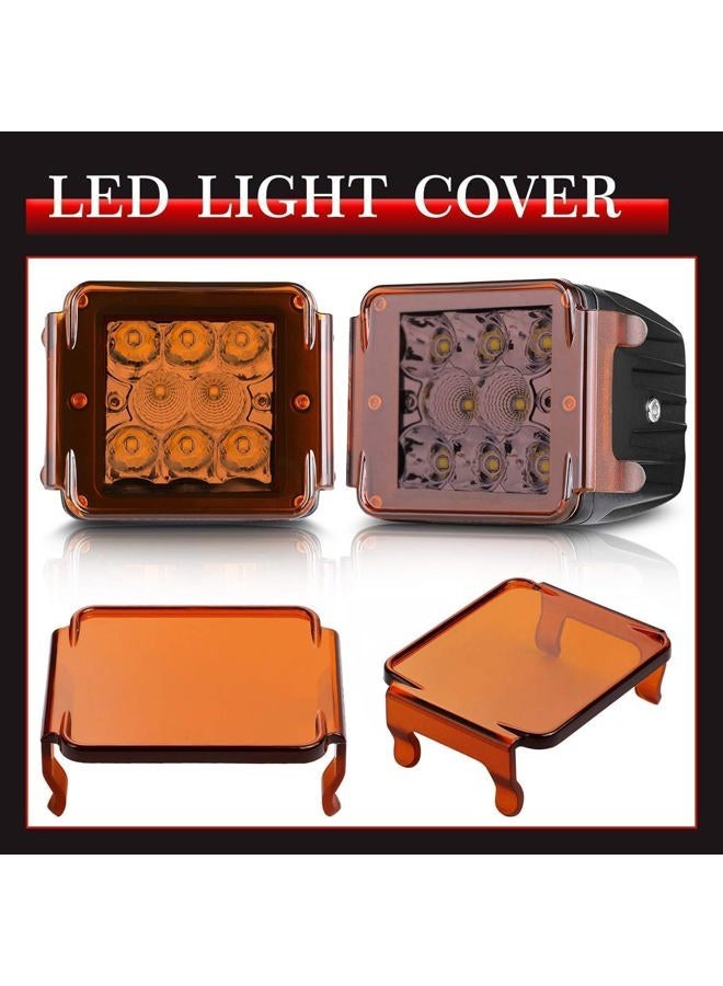 AKD Part 3 Inch Amber LED Pods Covers 2PCS Square LED Cube Lights Covers PC Protective Light Bar Lens Covers Amber Fog Light Pods Covers - Image 5