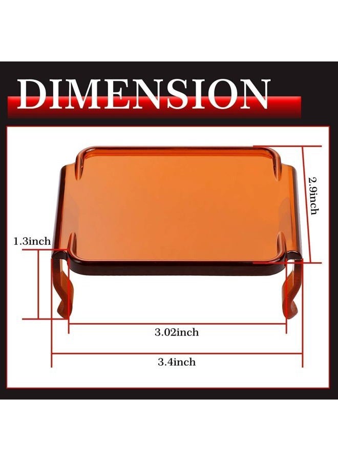AKD Part 3 Inch Amber LED Pods Covers 2PCS Square LED Cube Lights Covers PC Protective Light Bar Lens Covers Amber Fog Light Pods Covers - Image 2