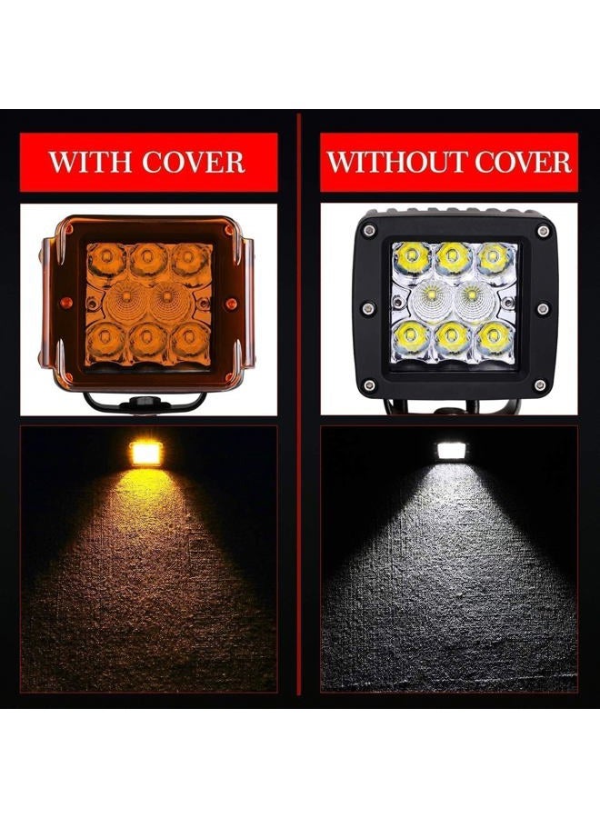 AKD Part 3 Inch Amber LED Pods Covers 2PCS Square LED Cube Lights Covers PC Protective Light Bar Lens Covers Amber Fog Light Pods Covers - Image 3