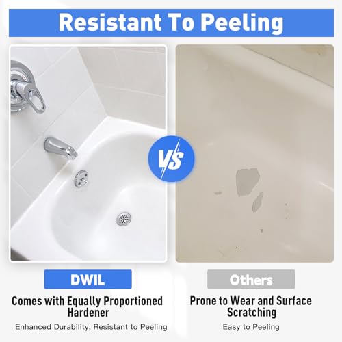 DWIL Tub Paint, Tub and Tile Refinishing Kit 33oz with Tools, Tile Refinishing Kit White Bathtub Paint Water Based &Low Odor, Easy to Use Sink for Bathroom Kitchen, Semi-Gloss White, 50-55sq.ft - Image 4
