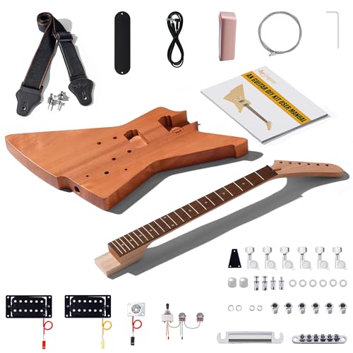 Leo Jaymz DIY Electric Guitar Kits - Mahogany Body, Mahogany Neck and Laurel Wood Fretboard - Fully Components Included (AX) - Image 1