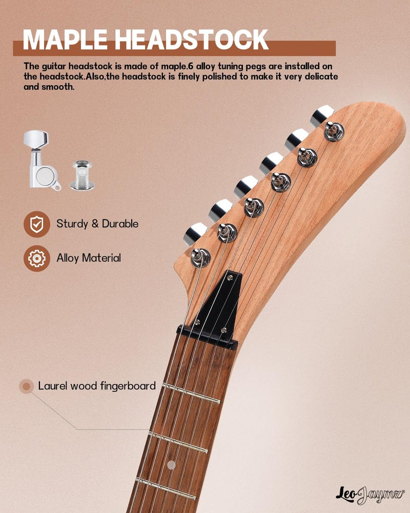 Leo Jaymz DIY Electric Guitar Kits - Mahogany Body, Mahogany Neck and Laurel Wood Fretboard - Fully Components Included (AX) - Image 5