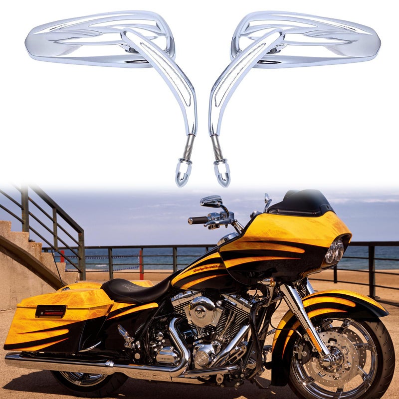 8mm Chrome Motorcycle Rearview Mirrors Compatible with Harley Road King Sportster Street Glide Electra Glide Dyna Softail Road Glide 19822019