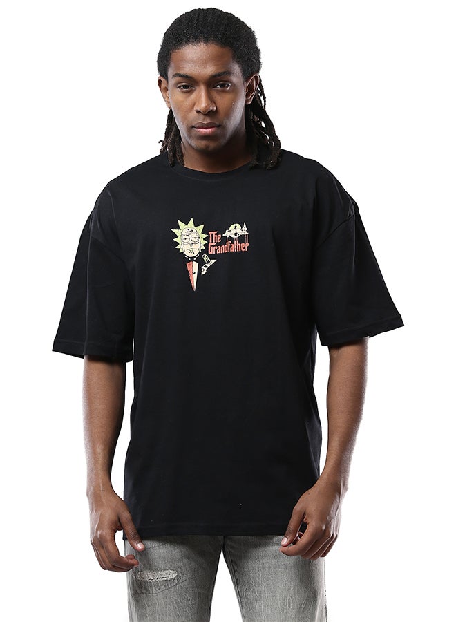 RAVIN "The Grandfather" Elbow-Sleeves Cotton Black Tee  - Image 1
