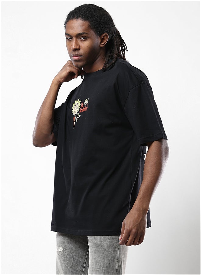 RAVIN "The Grandfather" Elbow-Sleeves Cotton Black Tee  - Image 2
