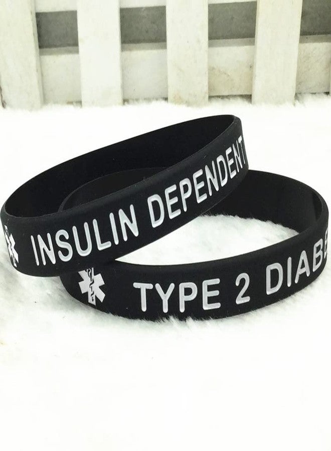 JOYID "TYPE 2 DIABETIC Rubber Diabetes Medical Alert Emergency ID Wristband Bracelet For Women Men (4pcs TYPE2) - Image 2