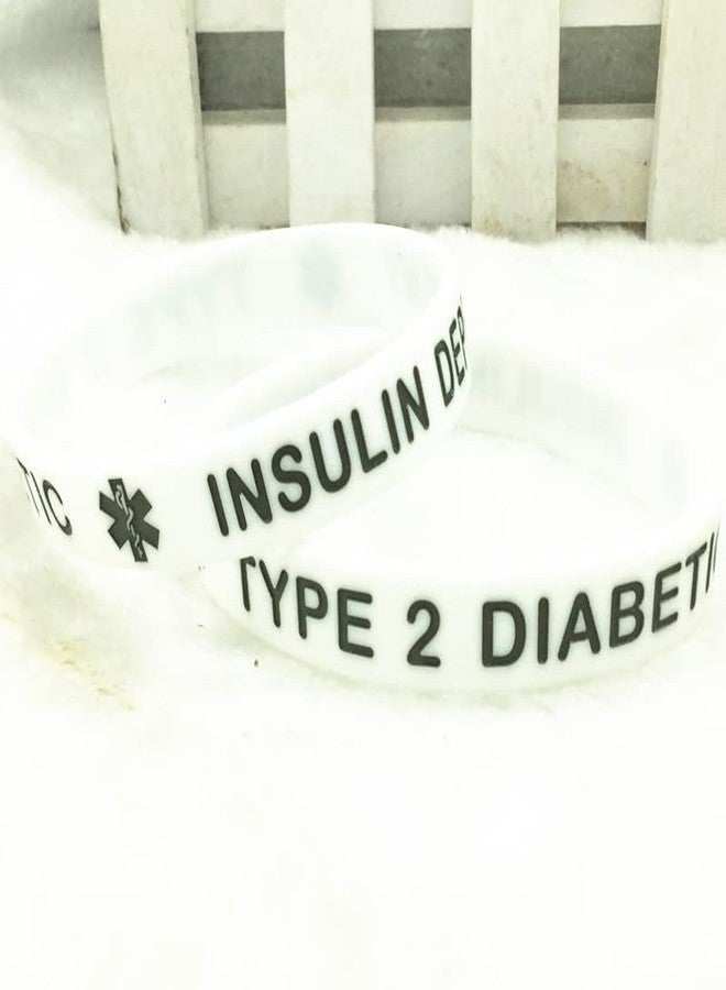JOYID "TYPE 2 DIABETIC Rubber Diabetes Medical Alert Emergency ID Wristband Bracelet For Women Men (4pcs TYPE2) - Image 3
