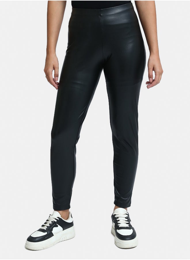 RAVIN Solid Faux Leather Leggings  - Image 1