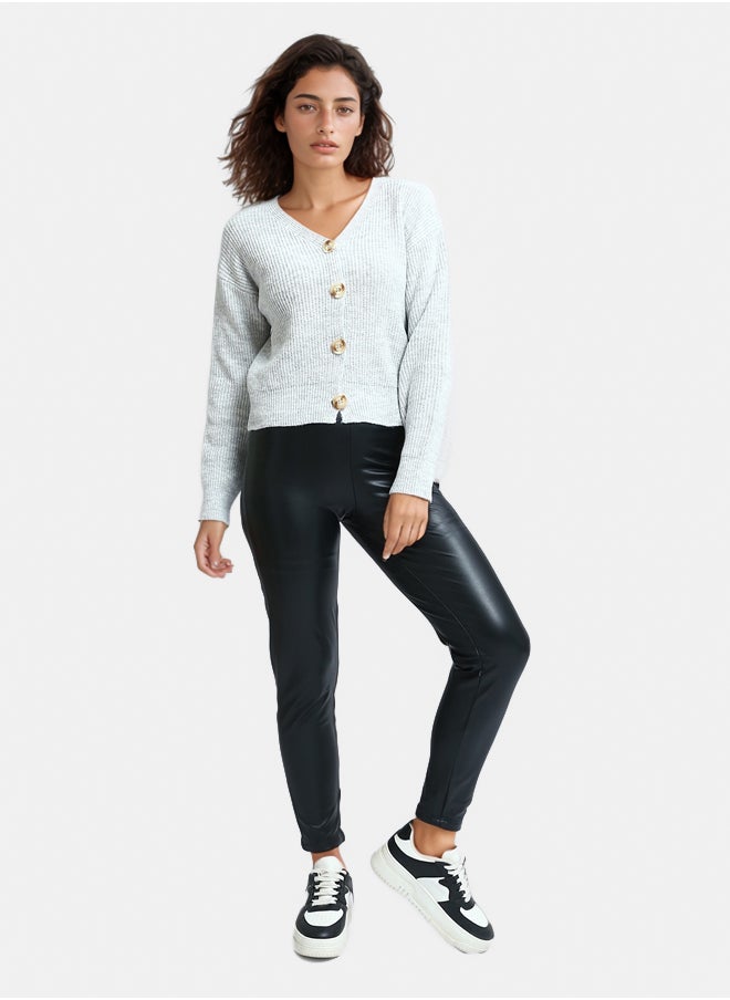 RAVIN Solid Faux Leather Leggings  - Image 4