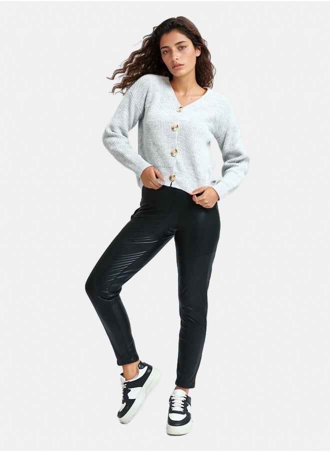 RAVIN Solid Faux Leather Leggings  - Image 5