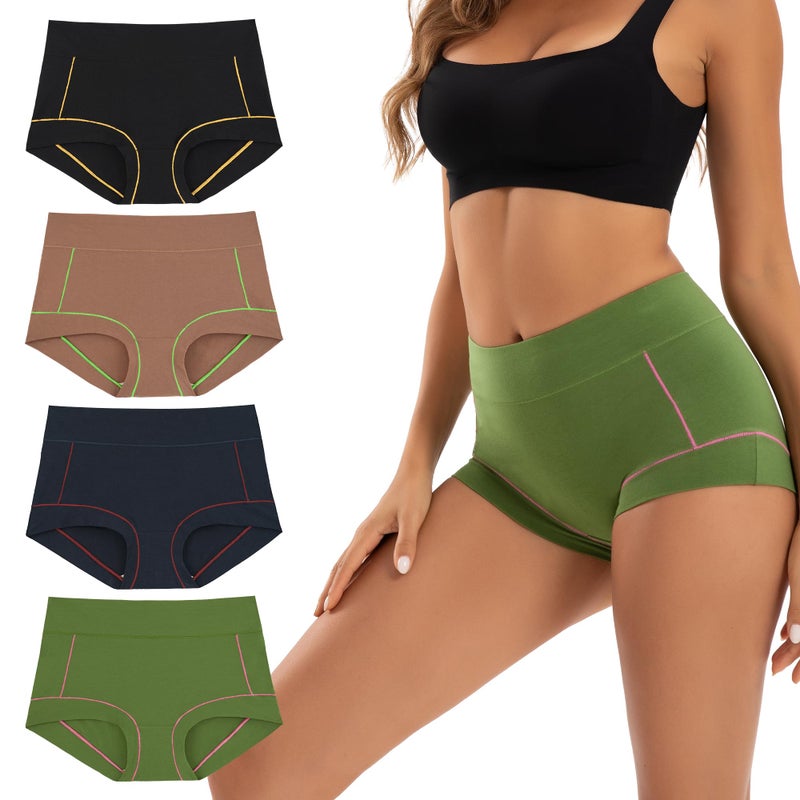 INNERSY Women's Cotton Boyshorts Underwear Soft Moisture Wicking Boxer Briefs 4-Pack(Dark Gorgeous,Medium) - Image 1