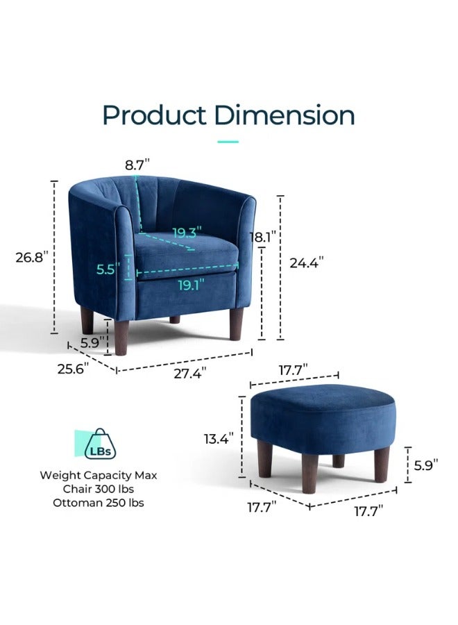 Generic Terrence Upholstered Barrel Chair with Ottoman  - Image 3