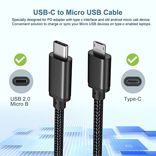 Pofesun Micro USB to USB C Cable 33ft 3 Pack Braided USBC to Micro USB Cable 24A Charging 480Mbps Data TransferTypeC to USB Micro Android Charger Cable for KindlePS4 Xbox ControllerSamsung S7 S6 S5 - Image 3