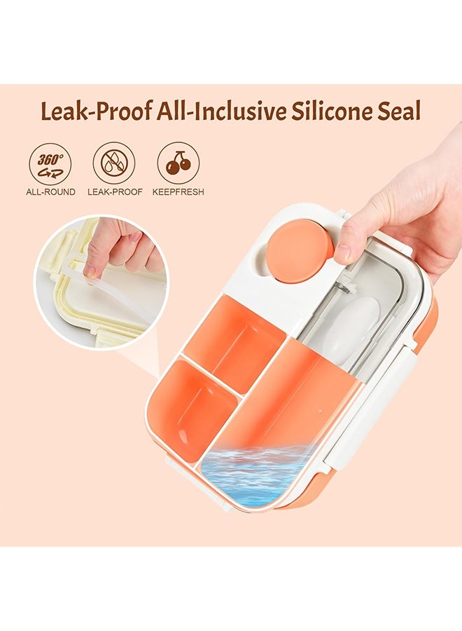 Bento Box Adult Lunch Box, Containers for Men Women Kids with 4 Compartments,Leakproof Lunchable Food Container with Utensils, Sauce Jar,Microwave & Dishwasher Safe,1250ml - Image 3