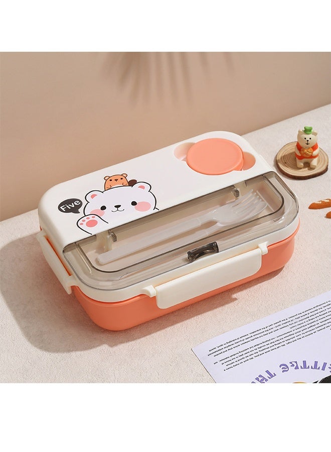 Bento Box Adult Lunch Box, Containers for Men Women Kids with 4 Compartments,Leakproof Lunchable Food Container with Utensils, Sauce Jar,Microwave & Dishwasher Safe,1250ml - Image 1