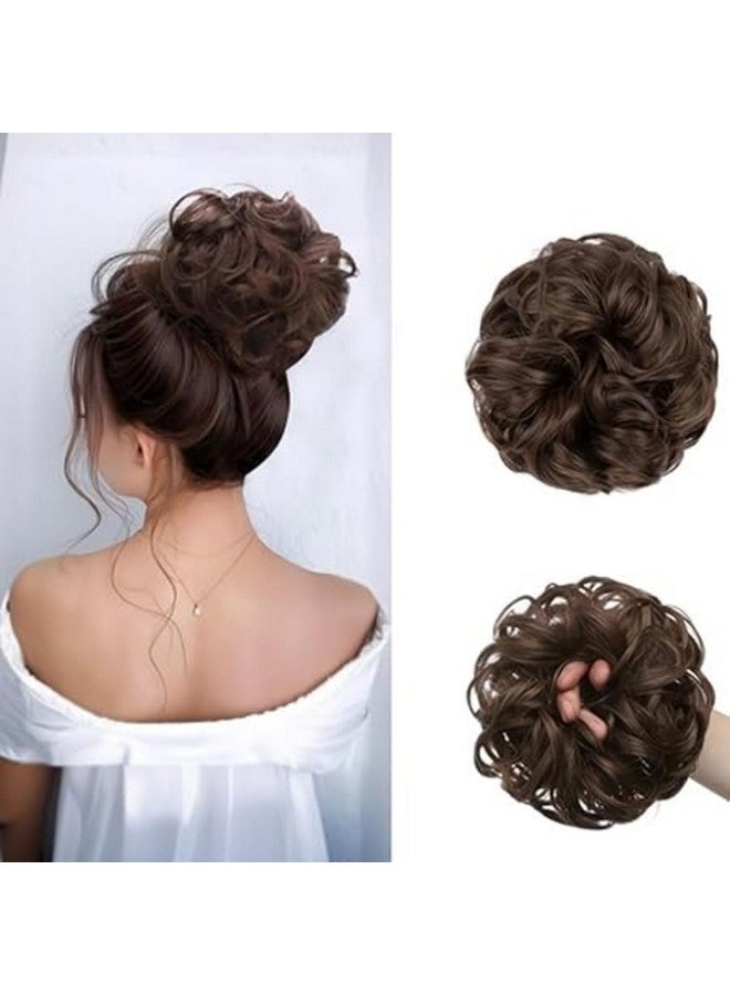 Chanderkash 1PCS Messy Bun Hair Piece Synthetic Hair Extension With Elastic Rubber Band (Brown, Pack of 1) - Image 1