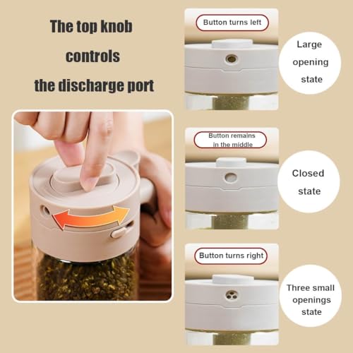 Jolfay Multifunctional Innovative Seasoning Box,2In1 Glass Spice Jars With Spoon For Salt Sugar Spices Herb Tea Container Condiment Kitchen Food Storage Organizer Cooking Spice Rack (Cream) - Image 3