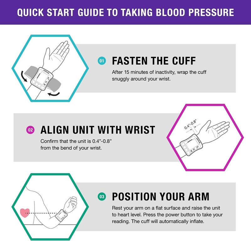 Mabis Digital Premium Wrist Blood Pressure Monitor with Automatic Wrist Cuff that Displays Blood Pressure Pulse Rate and Irregular Heartbeat Stores up to 120 Readings - Image 5