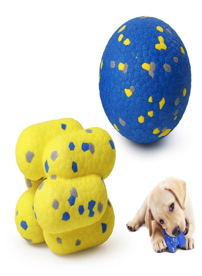 Moonorange Upgrade Indestructible Tennis Balls for Aggressive Chewers, Durable Bouncy Dog Toy, Interactive Fetch Game (Yellow + Blue) - Image 1