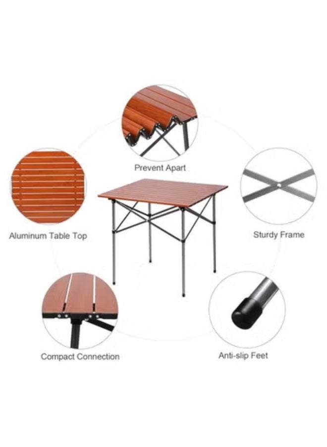 Portable picnic table in natural wood color - Image 3