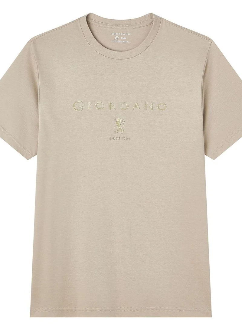 Giordano  Men’s Slim Cotton Crew Neck Signature Print Tee for Men | Best Price UAE