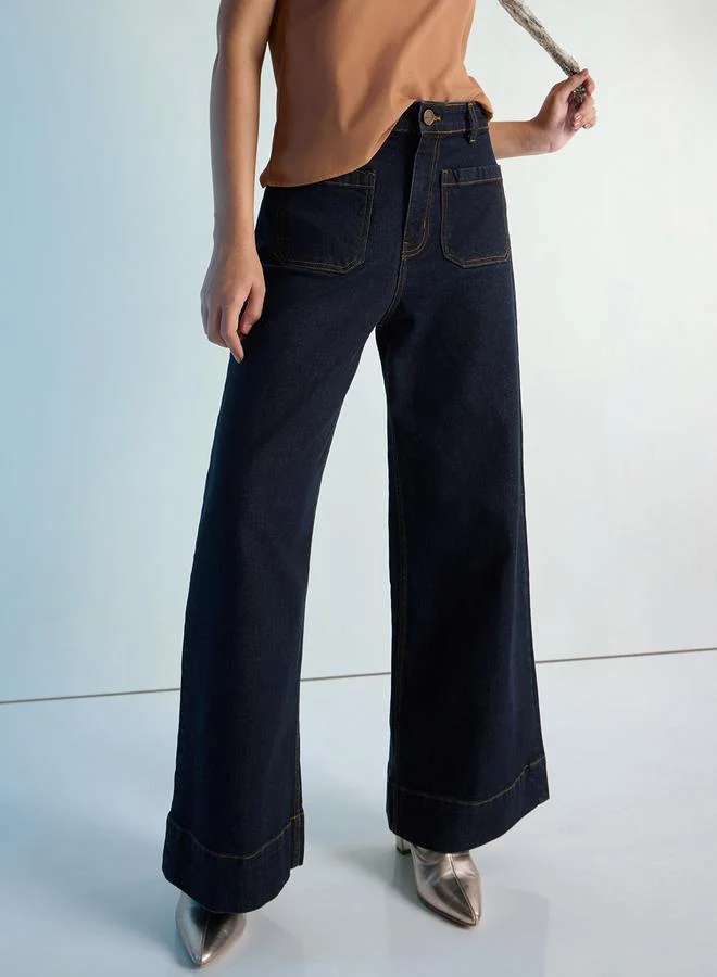 Dillinger Blue Wide Leg Patch Pocket Jeans