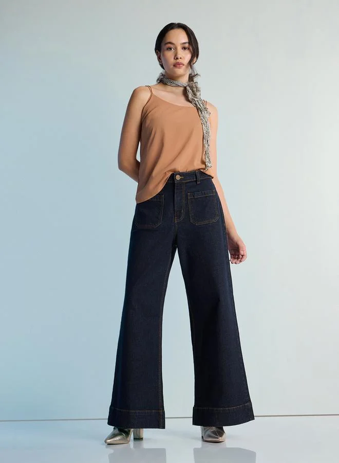 Dillinger Blue Wide Leg Patch Pocket Jeans