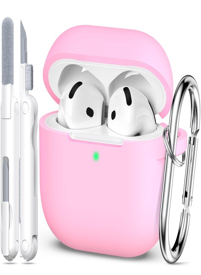 MHYALUDO غطاء حماية MHYALUDO لسماعات AirPods من الجيل الرابع (2024)، مصنوع من السيليكون الناعم عالي الجودة والمقاوم للصدمات، مع سلسلة مفاتيح ومجموعة تنظيف، باللون الوردي. - Image 1