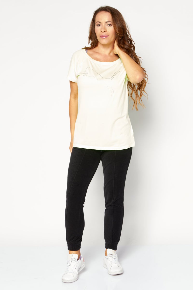 PUMA Women Sportswear Crew Neck Short Sleeve Brand Logo Training T-Shirt, Green - Image 4