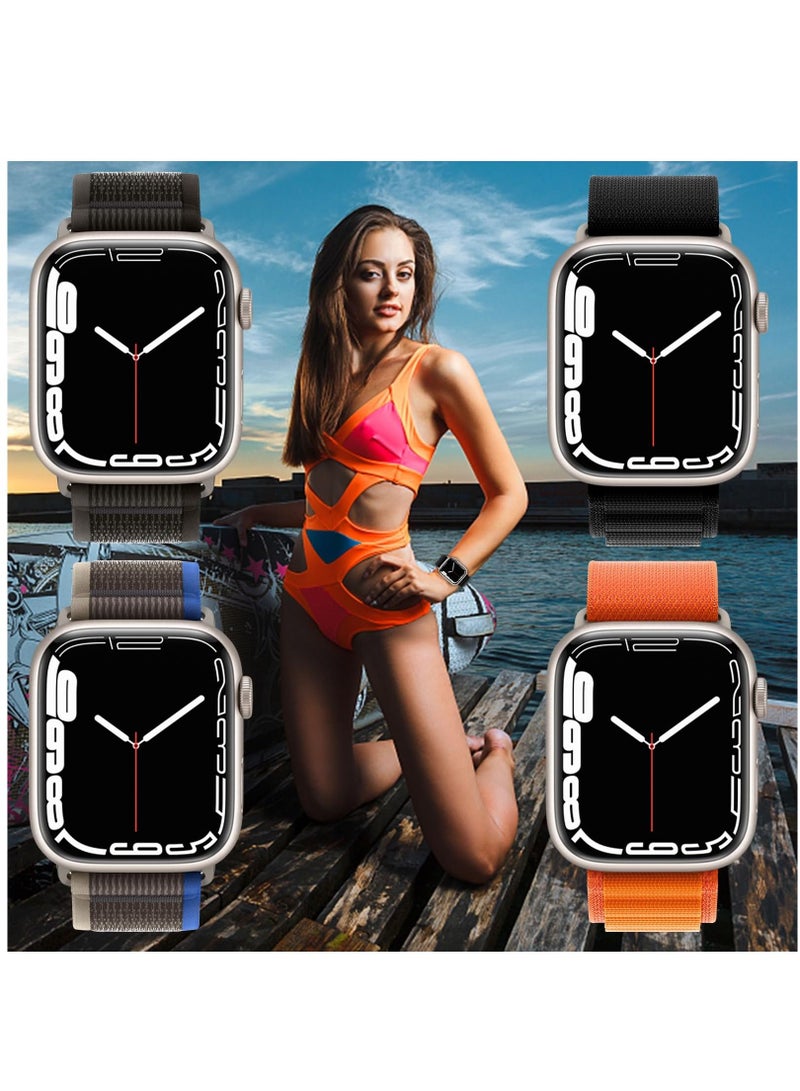 BORTONY Apple Watch Band 42mm 44mm 45mm 49mm 4 Pack Alpine Loop Nylon Band Women Men with Adjustable Metal G-Hook Strap for iWatch Ultra Series SE 8/7/6/5/4/3/2/1  - Image 4