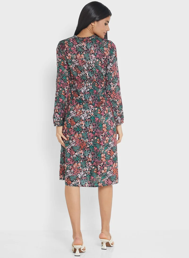 Mamalicious Floral Print Tie Detail Dress