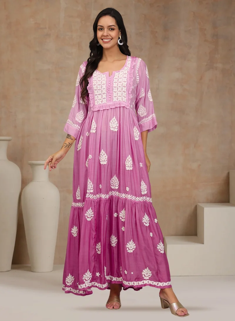 Alaya Hand Embroidered Chikankari Muslin Jalabiya-AL4016